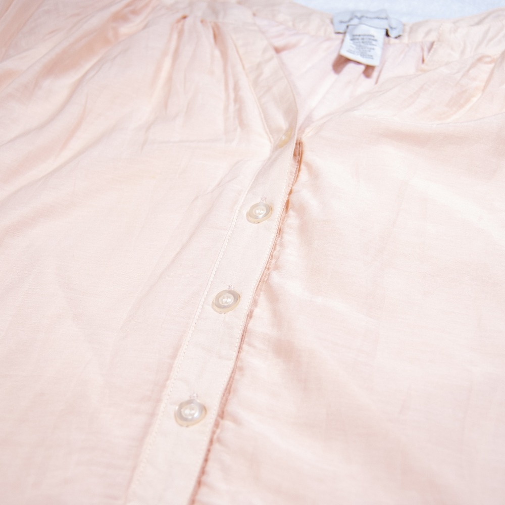 Soft Surroundings Blouse Top Blush Pink 3/4 Sleeve Ruffle Silk Small P Petite - Picture 5 of 12